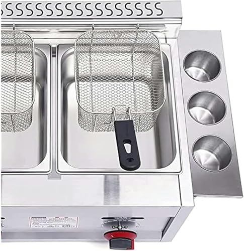 AFLEPCBRQ Fritteuse, kommerzielle Gas-Arbeitsplattenfritteuse mit 2/3 Frittierkörben, 20/30-Liter-Fettfritteuse mit großem Fassungsvermögen, für Restaurant-Café – Bild 8