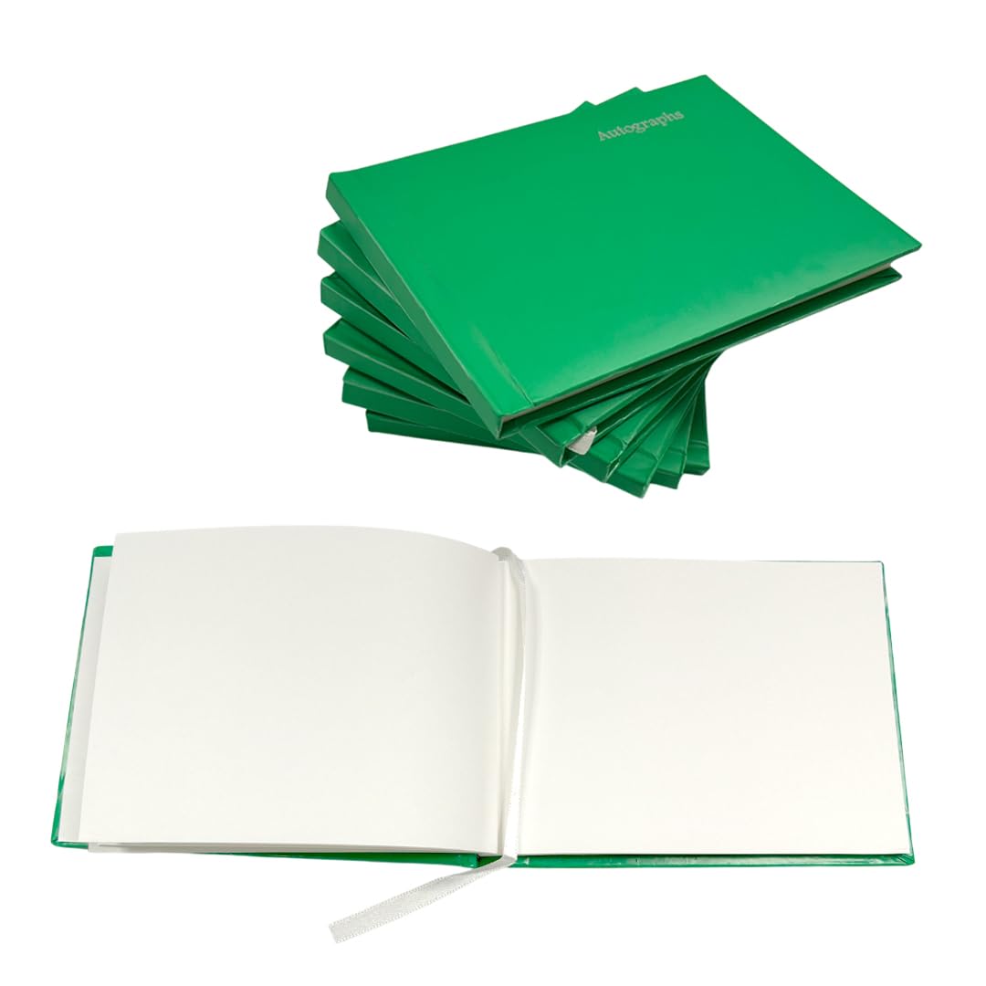 Janrax Pack of 12 Green 100 Pages Autograph Books – School Leavers Signature, End of Term Memory Book