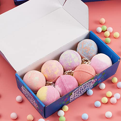 8 Pack Bubble Bath Bombs For Kids With Mochi Squishy, Surprise Toy Inside, Natural Essential Oil Spa Bath Fizzies Set, Kids Safe Christmas Gift For Boys And Girls #TOP3
