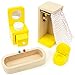 Wooden Dollhouse Furniture|Made of Safe Wood and Bright Water-Based Paint|Compatible with Most Doll Houses|Bathroom