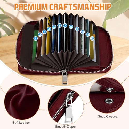 Image of HUANLANG Mens Wallet RFID Blocking Multi Card Holder Wallets for Men Bifold Wallet with Zipper Small Men's Leather Wallet