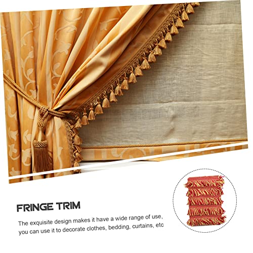 Pompon décoratif à franges dorées et rouges 14m en polyester pour rideaux - 5