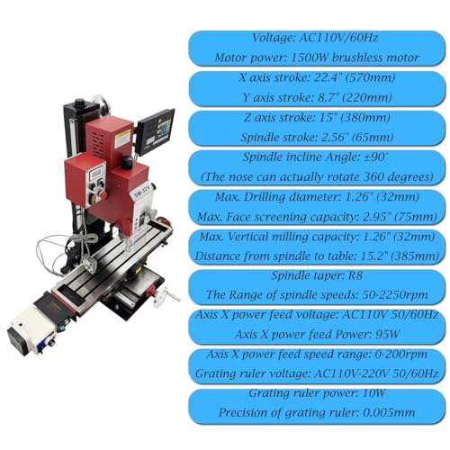 HQHAOTWU Brushless Mill with DRO