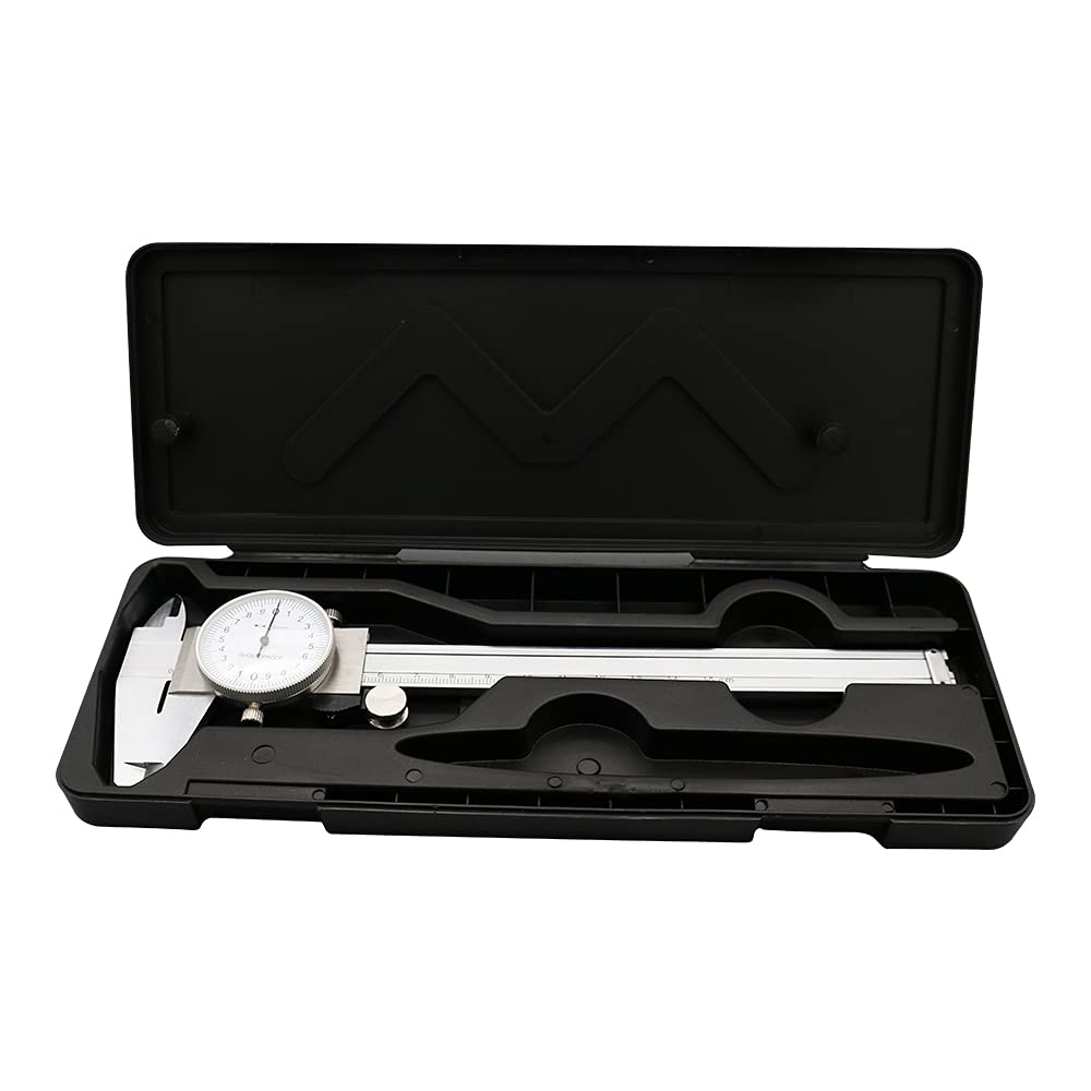 Calibradores de dial 0-150 mm 0,02 mm Calibrador Vernier industrial de acero inoxidable de alta precisión a prueba de golpes(Silver,0-150mm)