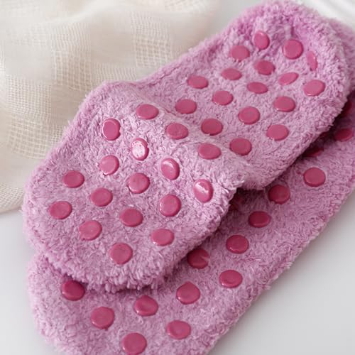 Image of SKOLA Cozy Winter Fuzzy Women Socks Grip Slippers Fluffy House Non Skid Microfiber Socks