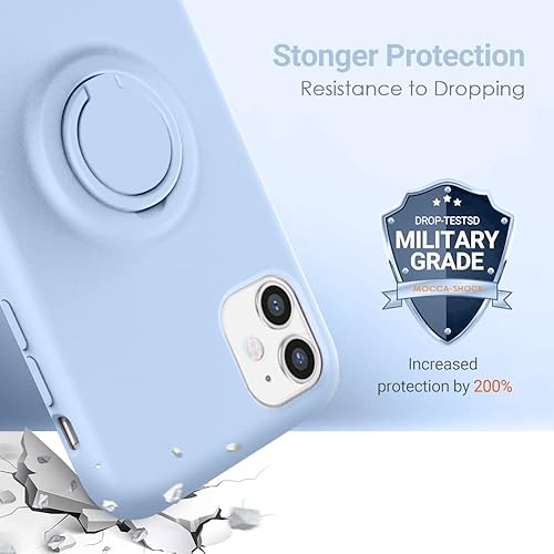 Miniatura 5 de MOCCA - Funda con soporte de anillo, forro de microfibra supersuave, amortiguadora, de silicona líquida y antiarañazos para iPhone 11, azul claro