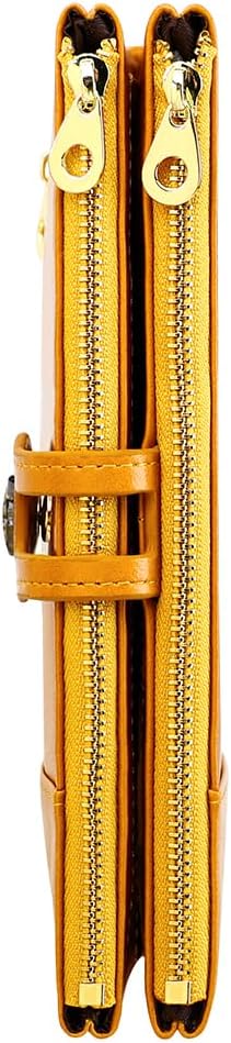 Women's RFID Blocking Wallet Soft Leather Clutch Money Ladies Purse Slim Card Holder Organizer Zip Pocket (3013-Yellow) - Image 3