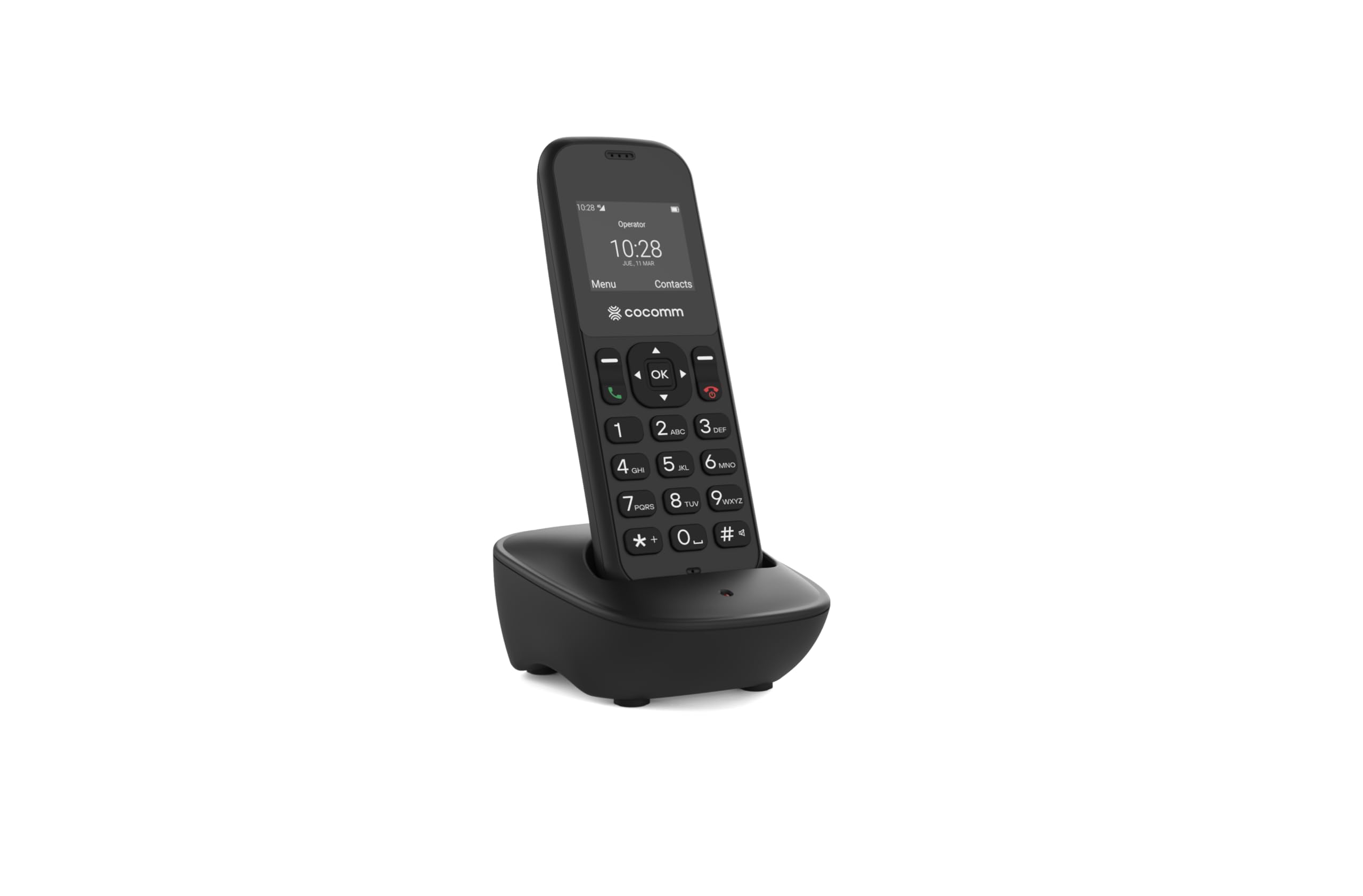 DT100 teléfono inalambrico 4G Volte con SIM y Base de Carga, Formato DECT, Bluetooth, Uso residencial, Uso Profesional, móvil de fácil Funcionamiento, Color Negro