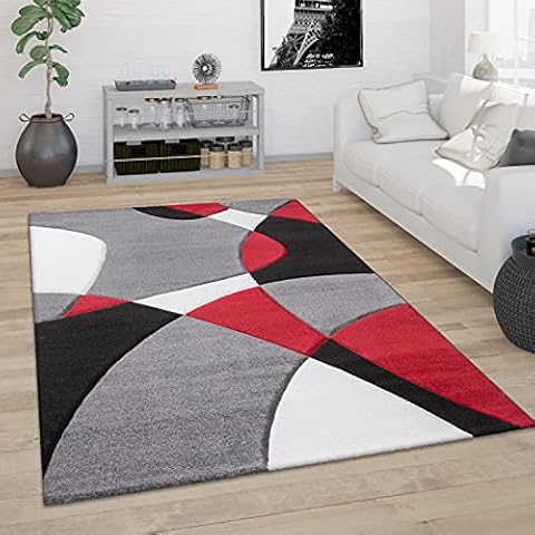 Paco Home Modern Area Rug with Artful Pattern in Red Black Grey, Size: 5'3" x 7'7" Cover