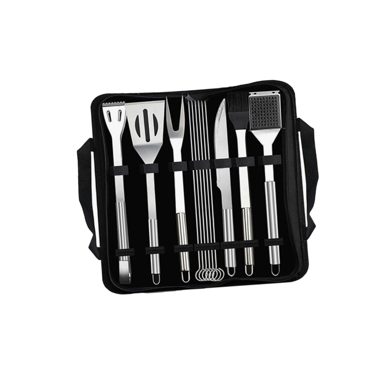 Alipis Herramientas de Barbacoa con Bolsa Negra Juego de 12 de Acero Inoxidable para Picnic y Exterior