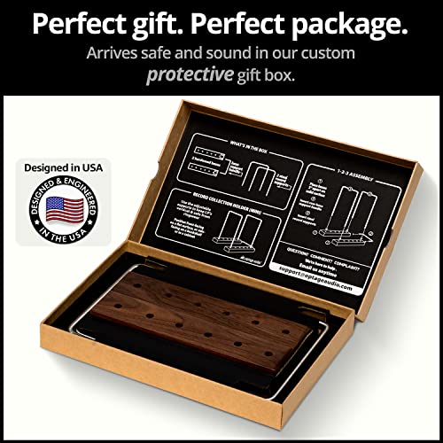 image for Optage Audio 35 LP Vinyl Record Holder, Solid Walnut Wood Record Holde