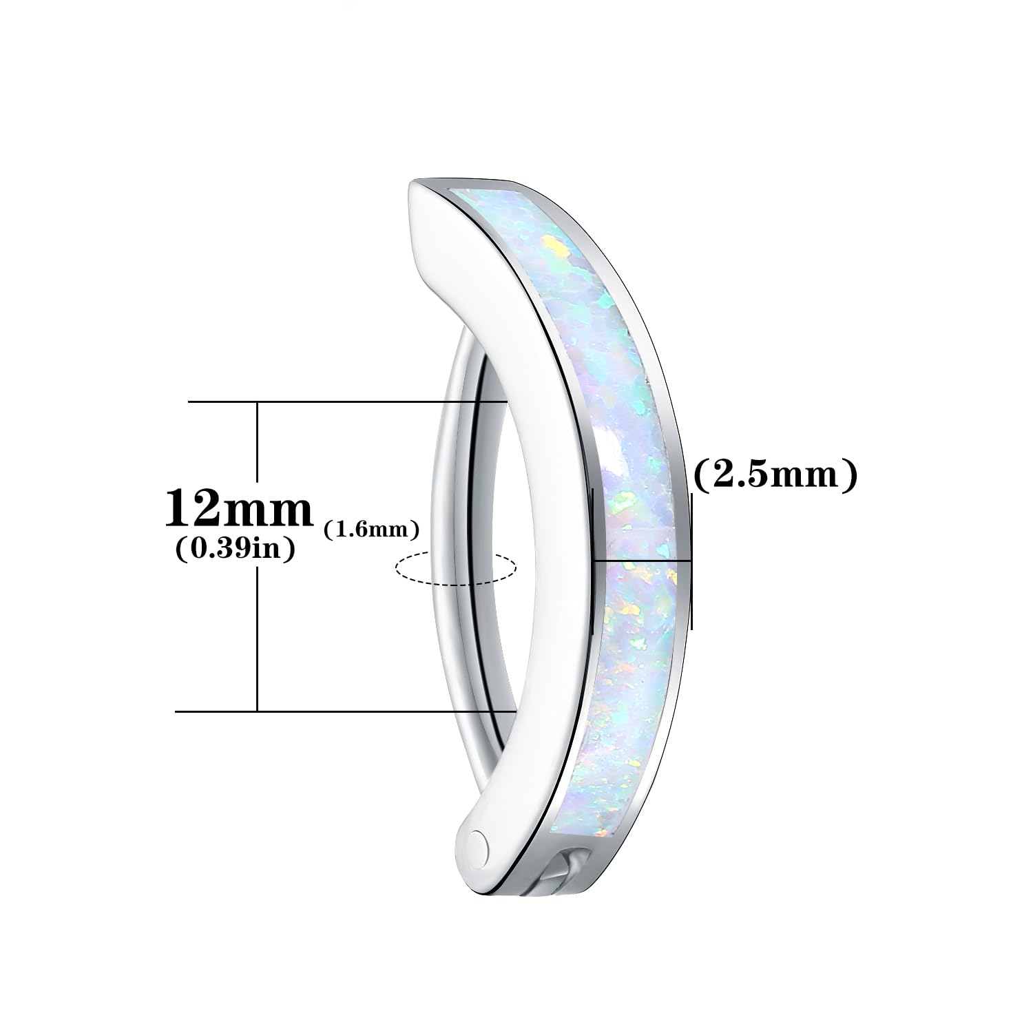 VOJO 14G G23 Titanium Clicker Belly Button Ring,10/12mm Reverse Curved Hoop Navel Barbell Piercing Jewelry