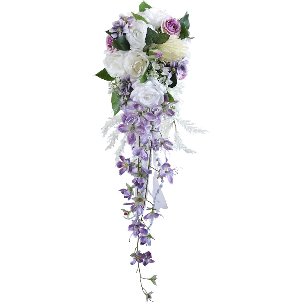 CVJdfhRE bridal bouquet， 9 in for Bride Purple,Artificial Orchids Bridal Bouquets for