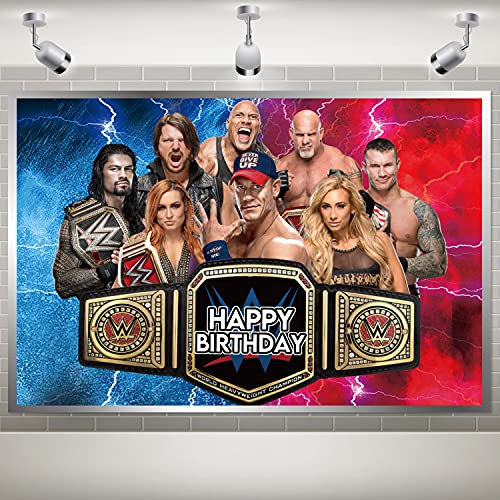 Wrestling Party Supplies Birthday, Wrestling Birthday Party Decorations Banner 5*3Ft Wrestling Backdrop Wrestling Party Supplies For Wrestling Party Decorations Background Birthday Wrestling Banner