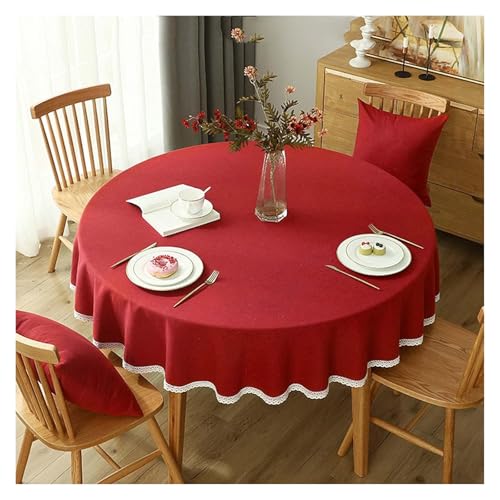 Nappe en lin de qualité supérieure rouge ronde épaisse