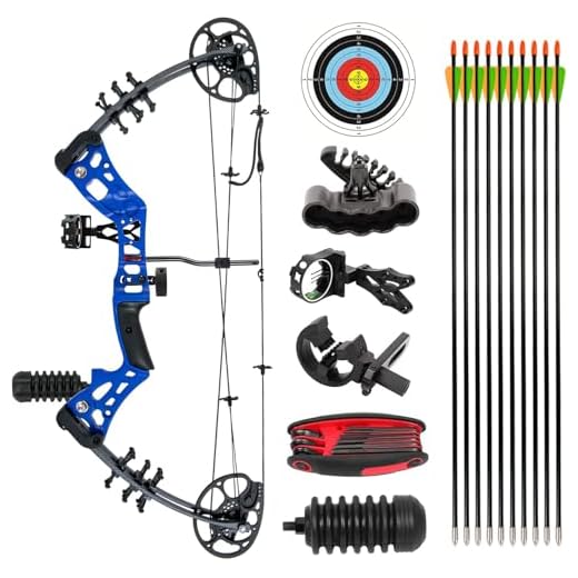 AKCHOER Compound Bow and Arrow Kit Youth Bow and Arrow Set, 15-45 Lbs Draw Weight, 18"-29" Draw Length, Right Handed Bow for Beginner, 320 Fps Hunting & Target Bow with All Accessories (Blue)