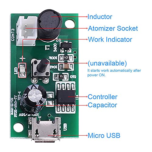 Miniatura 3 de Humidificador micro USB 108KHz 2W 0.787 in ultrasónico Mist Maker atomizador Power-ON Control mantener atomizador