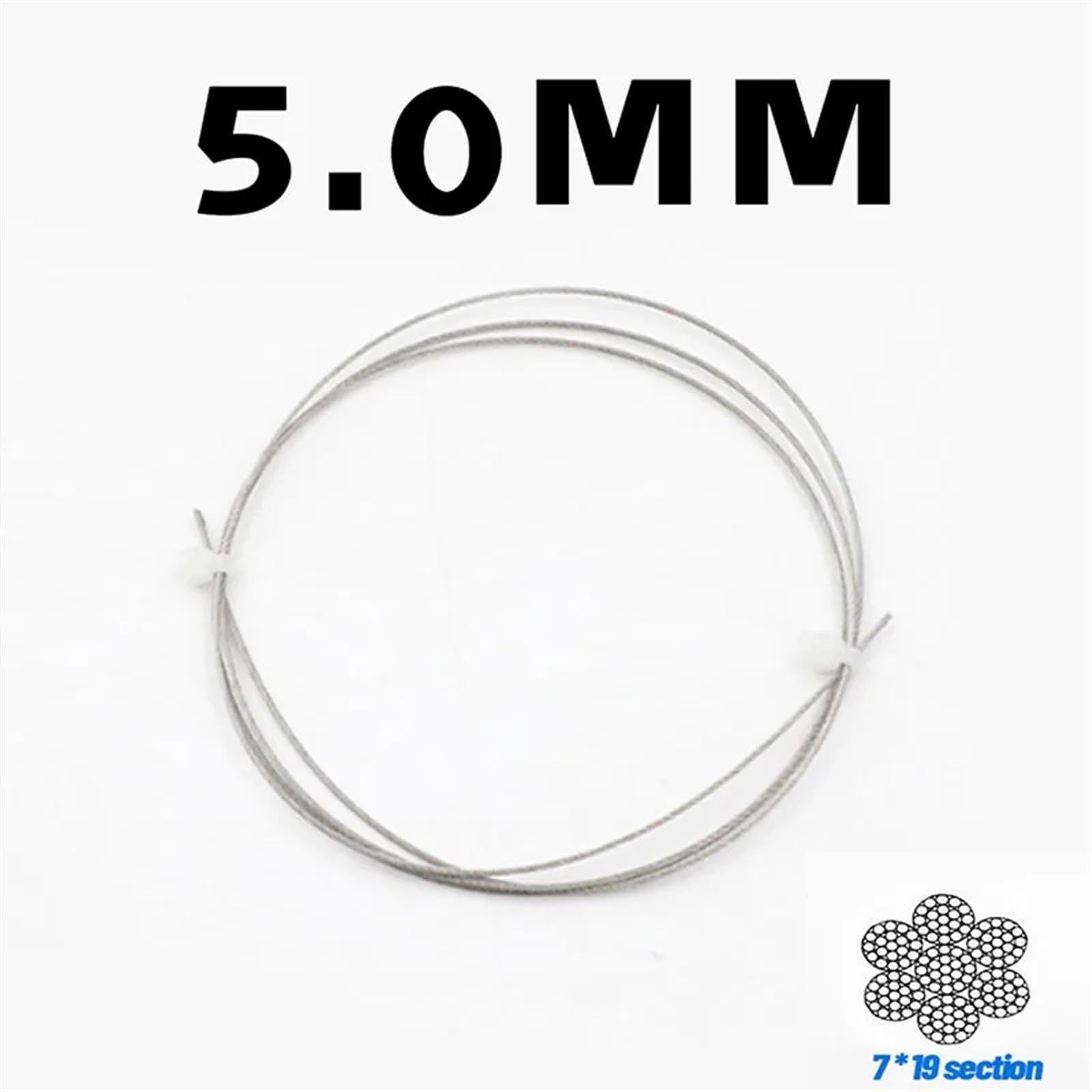 Lina stalowa ze stali nierdzewnej 304, Lina stalowa 304, stal nierdzewna, kolor srebrny, średnica 1-5 mm, długość 50 m/100 m(5.0mm,50M)