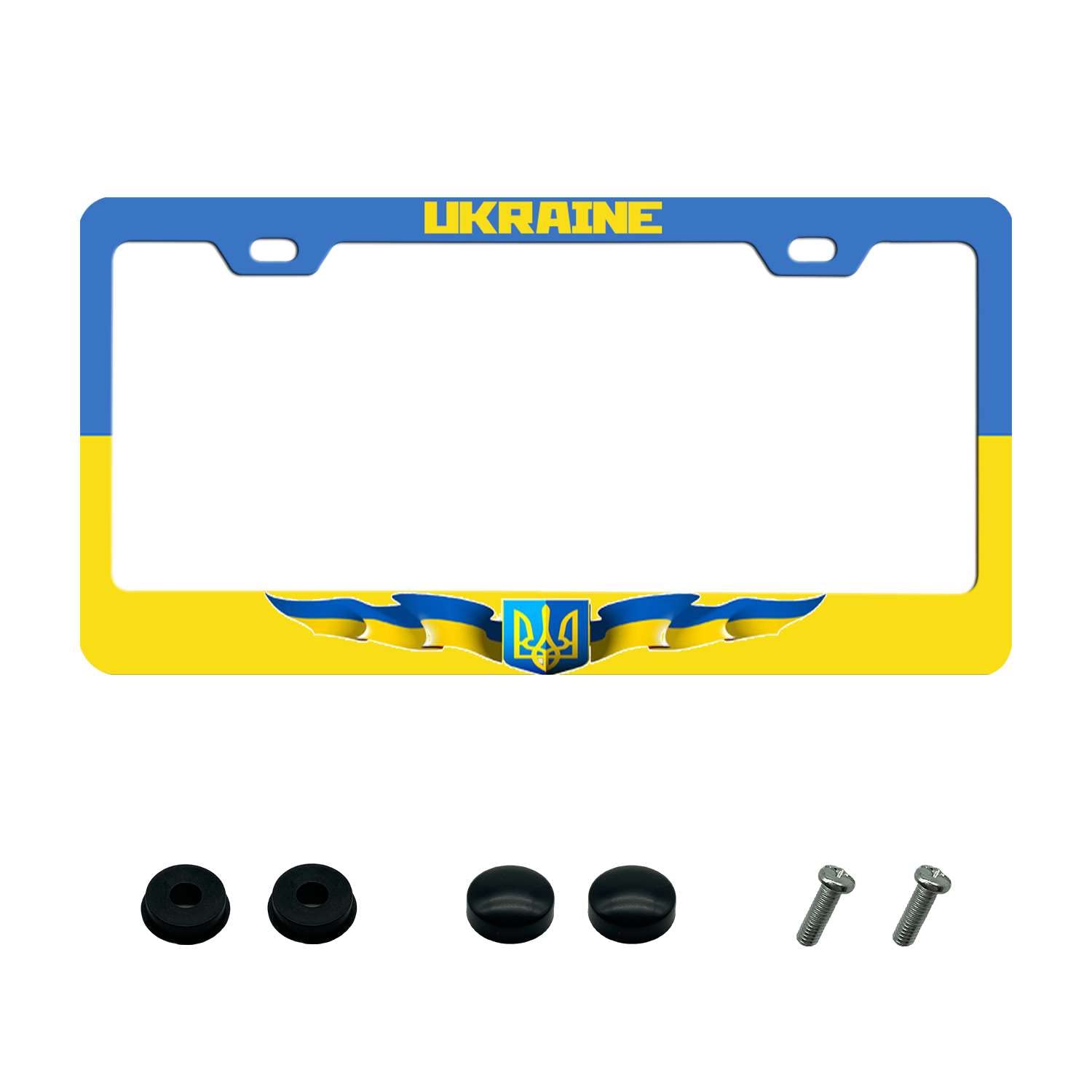 Ukraine License Plate Flage Frame National America Blue White Emblem American Standard auto Parts Aluminum Alloy Weatherproof License Plate Frame