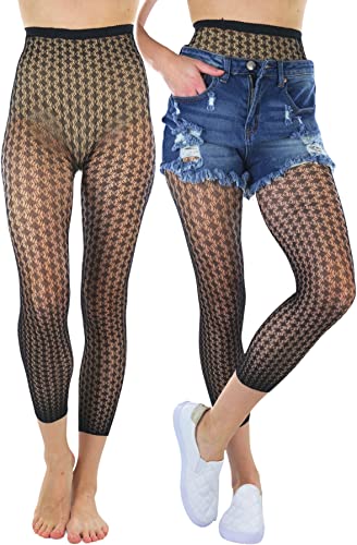 Image of ToBeInStyle Women's Single Floral Lace Fishnet Tights Footless & Stirrup Design