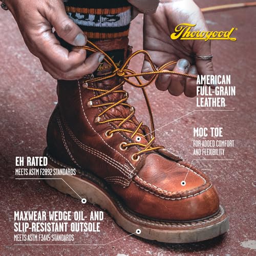 Image of Thorogood 6 inch Work Boots for Women - American Heritage - Full-Grain Leather with Comfort Insoles and Slip-Resistant Wedge Outsoles, Made in USA