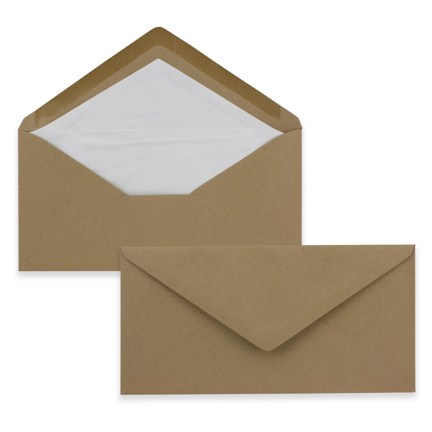 200 x DIN Lang enveloppen, groen met witte zijdevoering, 11 x 22 cm, 80 g/m², ideaal voor uitnodigingen, kerstkaarten, wenskaarten uit de serie Kleurrijk