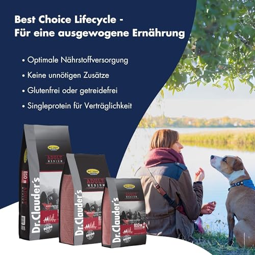 DR.CLAUDER’S - Best Choice Adult Medium | Trockenfutter für kleine und mittelgroße, ausgewachsene Hunde zur Unterstützung der Verdauung. Weizenfreies Alleinfutter im Beutel | 12,5kg Geflügel