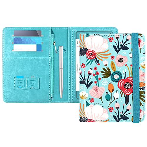 Passport And Vaccine Card Holder Combo With Zipper Pocket, Acdream Cover Wallet, Vaccination Card Slot, Leather Travel Documents Organizer Protector, Rfid Blocking, For Women Men, Flower #TOP18
