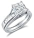 Solid 925 Sterling Silver Bridal Set Princess Cut Solitaire Engagement Ring with Matching Channel Set Wedding Band Highest Quality CZ Cubic Zirconia 2.0ct. With Elegant Velvet Ring Box