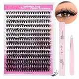 Fadlash Kit Extension Cils 0.07 D Cornée 8-16mm 40D Faux Cils Cluster Cils Kit Individuels DIY de Cils Avec Bond And Seal,Pince A Epiler Faux Cils Réutilisables(40D-12-18)