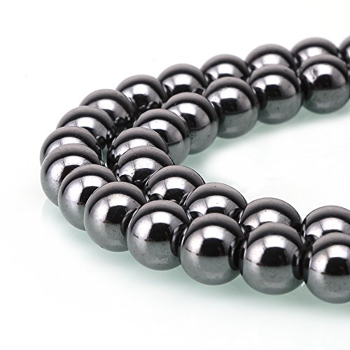 BRCbeads Hematite Gemstone Loose Beads Round 6mm Crystal Energy Stone Healing Power for Jewelry Making