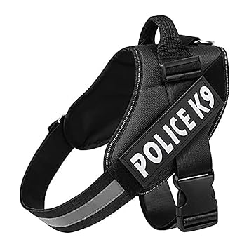 Pet Guard Dog K9 Police Harness Dog Vest with Hook and Loop Straps and Handle and Adjustable (XL- 28-38 Inch Girth, Black)