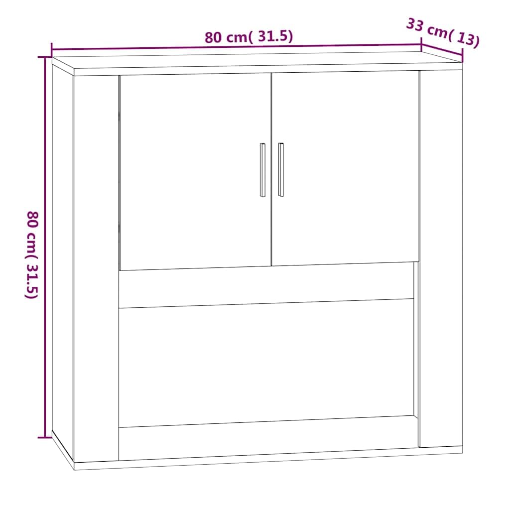 Armario de pared de roble ahumado de madera de 80 x 33 x 80 cm con puerta y compartimento, espacio de almacenamiento versátil para salón, dormitorio, pasillo, oficina, cocina, baño, aparador