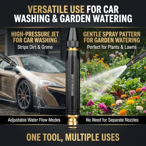 Image of Larnto High Pressure Sprayer, Home High Pressure Car Wash Water Gun, Home High-Pressure Car Wash Water Gun with Booster Nozzle, Must-Have for Watering Plants and Vegetables, and car Washing