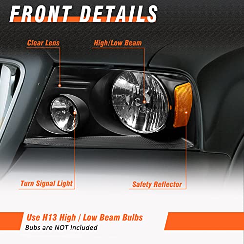 Image of for 2004-2008 Ford F150 Headlights Assembly Black