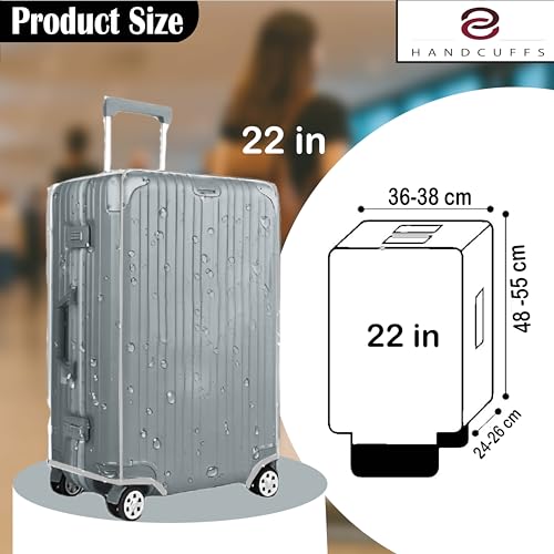 Image of Handcuffs PVC Transparent Luggage Trolley Waterproof Cover|Dust Proof Suitcase & Trolley Bag Cover - 22 Inches