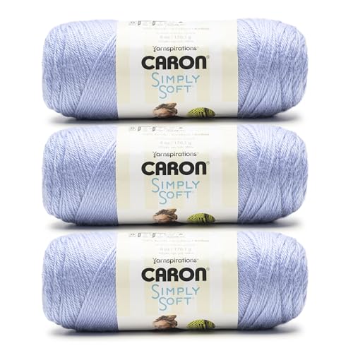 Caron Simply Soft Periwinkle Yarn - 3 Pack of 170.1g/6oz - 100% Acrylic - #4 Worsted (Medium) - 315 Yards - Knitting/Crochet