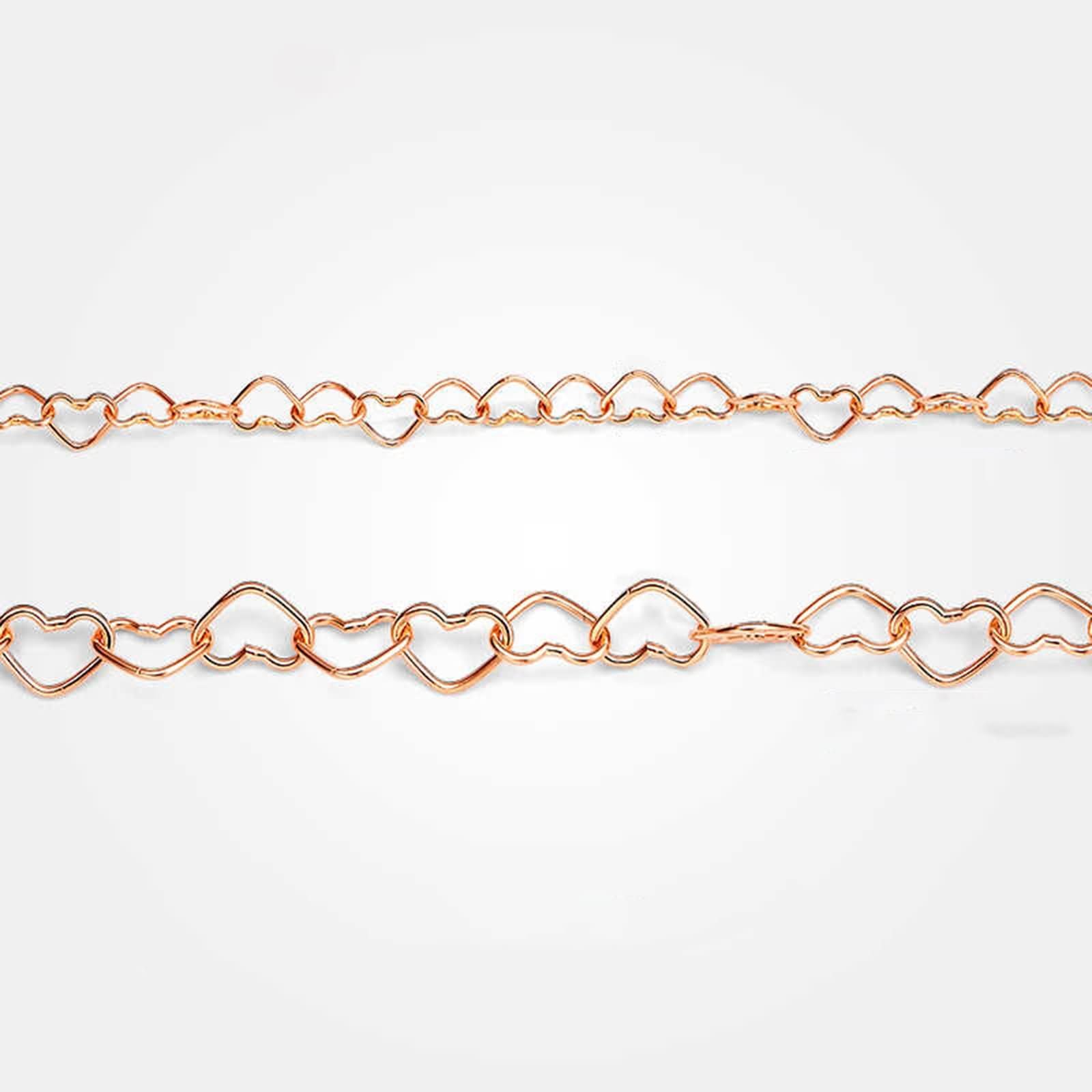 Bracciale Oro Rosa Donna 9 Carati / 14 Carati / 18 Carati, Cuore Cavo, Lunghezza 16 CM, Braccialetto Catena Donna Oro Rosa