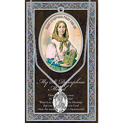 Rosemarie Collections Women's Religious Saint Medal Pewter Pendant On Stainless Steel Necklace With Biography And Picture Folder 18" (St Dymphna Patron Of Mental Health) #TOP3