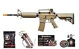 Lancer Tactical Gen 2 Airsoft M4A1 Carbine Polymer AEG Gun w/9.6v Nimh 1600 mAh Battery, Charger, 1000 Rounds 0.20g BBS Included (Black/Tan) (Regular Polymer, Tan)