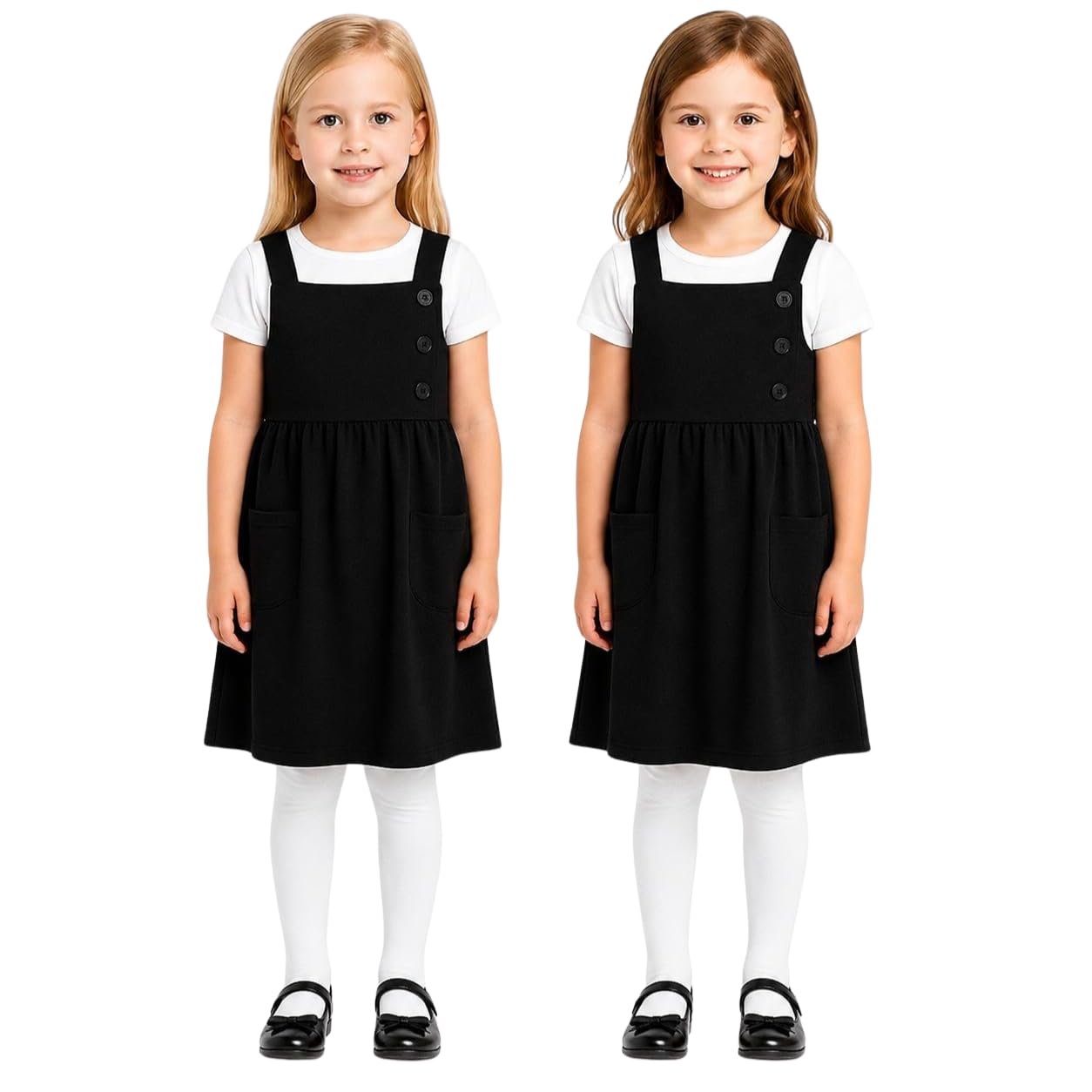 A2Z 4 Kids Pack of 2 Girls School Uniform - UF Dress 864 2 Pack Black 9-10