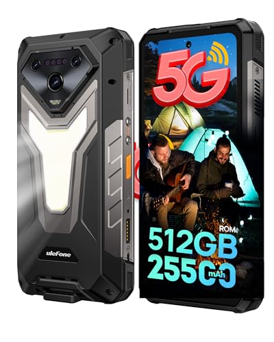Ulefone Armor 34 Téléphone Portable Incassable 5G, 32Go+512Go/SD-2To 25500mAh 66W AI Smartphone 50MP + 64MP Vision Nocturne, 6,95