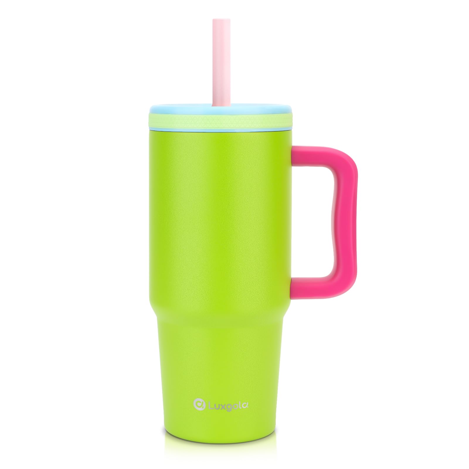 Luxgola Kids 24 oz Tumbler with Handle, Leak-Proof Screw-On Lid with Removable Silicone Straw, Spill Proof, Reusable Stainless Steel Insulated Water