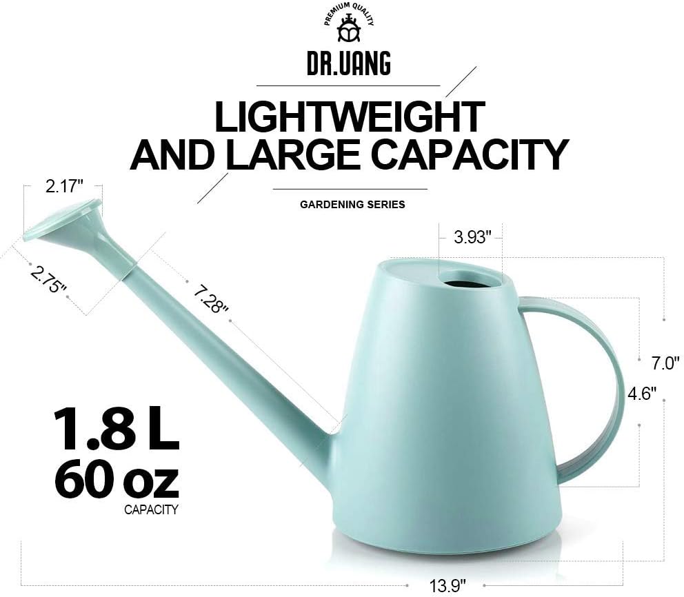 DR.UANG Watering Can for Indoor House Plants Long Spout with Detachable Spray Head Watering Cans for Plant Garden Flower, Long Spout Water Can for Outdoor Watering Plants 1.8L 60oz 1/2 Gallon (Blue) : Patio, Lawn & Garden