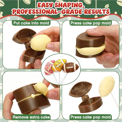 Moldes de cake pops de fútbol con 100 palitos para repostería casera 7