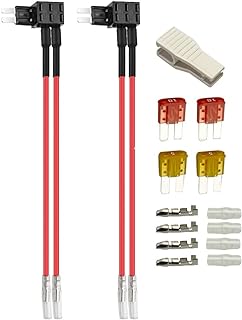 Gebildet 2pcs 12V 24V Micro2 Dual-port Fuse Tap Add-a-Circuit, Piggy Back Micro2 Blade Fuse Holder with Dual Wire Harness, 4pcs Micro 2 Fuse (5A/10A) and Fuse Puller