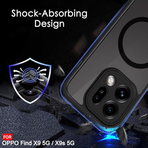 Image of TheGiftKart Hybrid Shockproof Back Cover Case for Oppo Find X9 5G / X9s 5G Compatible with MagSafe | Camera Protection Module | Hard Back Cover (PC & TPU, Translucent Smoke Matte Back, Black Sides)