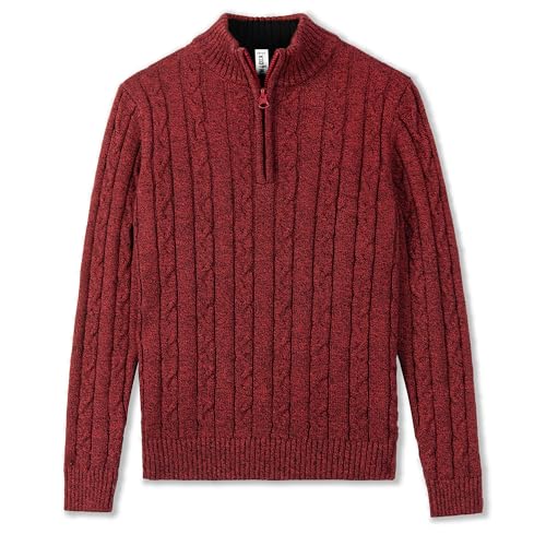 Image of Kid Nation Boys Sweater Cotton Quarter Zip Sweater Kids Cable Knit Pullover | Casual 1 /4 Zip Sweater for Child 3-14 Years (Previously Amazon Essentials)