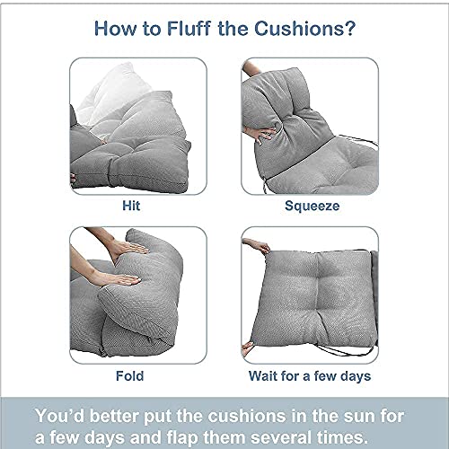 Lvtxiii Outdoor Seat/Back Chair Cushion Patio Tufted High Back Cushion, Seasonal Replacement Rocking Chair Cushion With Ties (22” W X 20D”, Set Of 2, Herringbone Black White) #TOP6