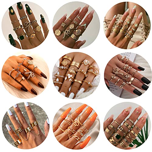 Milacolato 80 Pezzi Set di Anelli Vintage Oro per